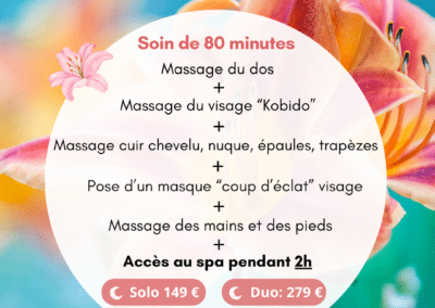 Offre spa pour la Fête des Mères avec massages, accès spa et réduction si acheté en duo. Disponibilité: 5-30 mai 2025.